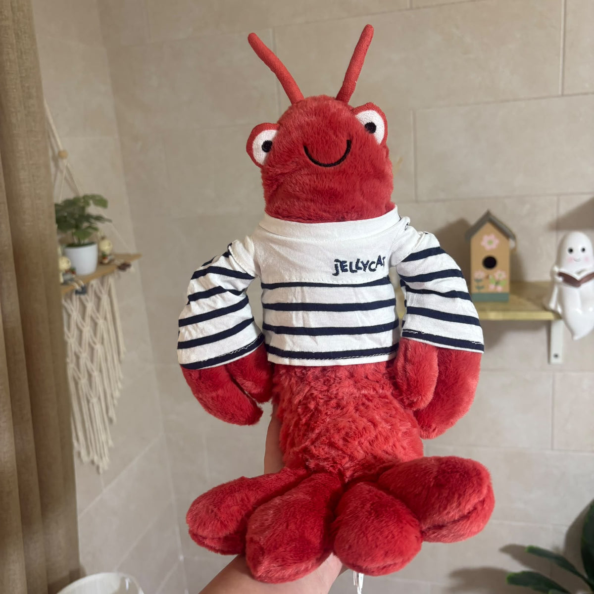 Cute Red Lobster Plush Toy – Soft Lobster Plushie in Striped Sailor Shirt - 30 cm