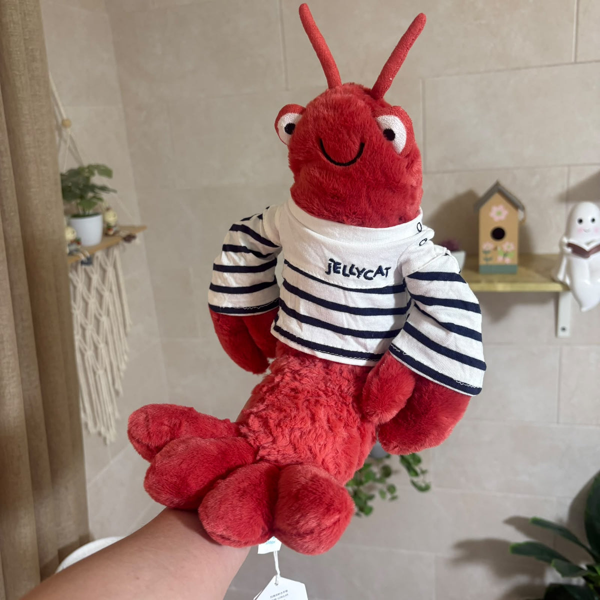 Cute Red Lobster Plush Toy – Soft Lobster Plushie in Striped Sailor Shirt - 30 cm
