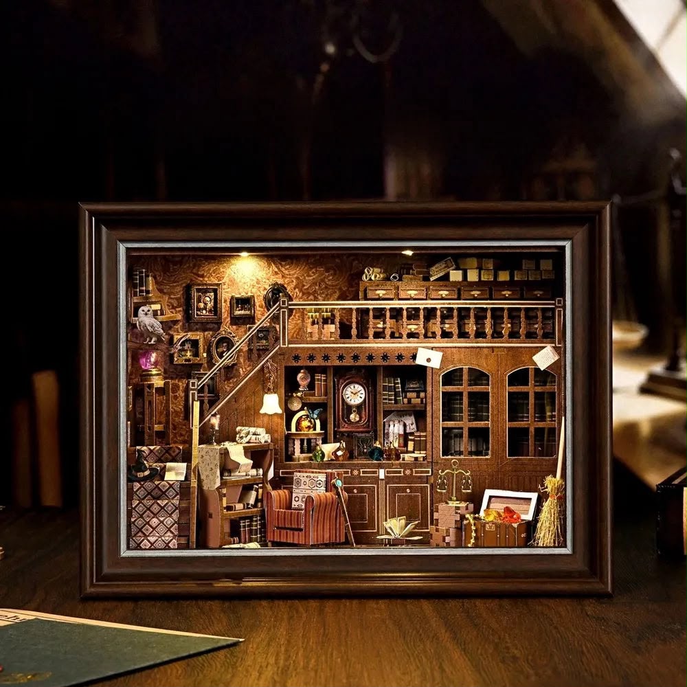 DIY Harry Potter Secret Attic Miniature Kit – 3D Light-Up Wall Frame Nook Craft