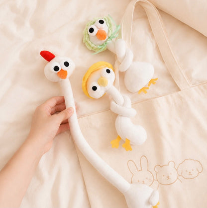 Funny Bendable Animal Plushie – Goofy Long Neck Bag Accessory & Tie-Back
