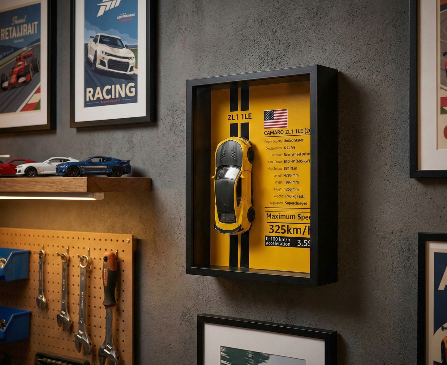 Chevrolet Camaro ZL1 1LE – 3D Diecast Wall Art Display - 32cm x 23cm