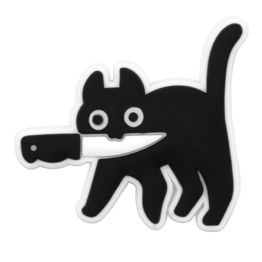 Cat Holding Knife charm