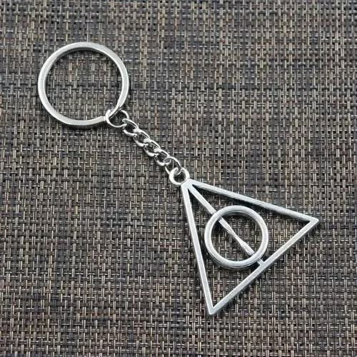 Harry Potter Deathly Hallows Keychain – Silver Metal Symbol Bag Charm & Keyring