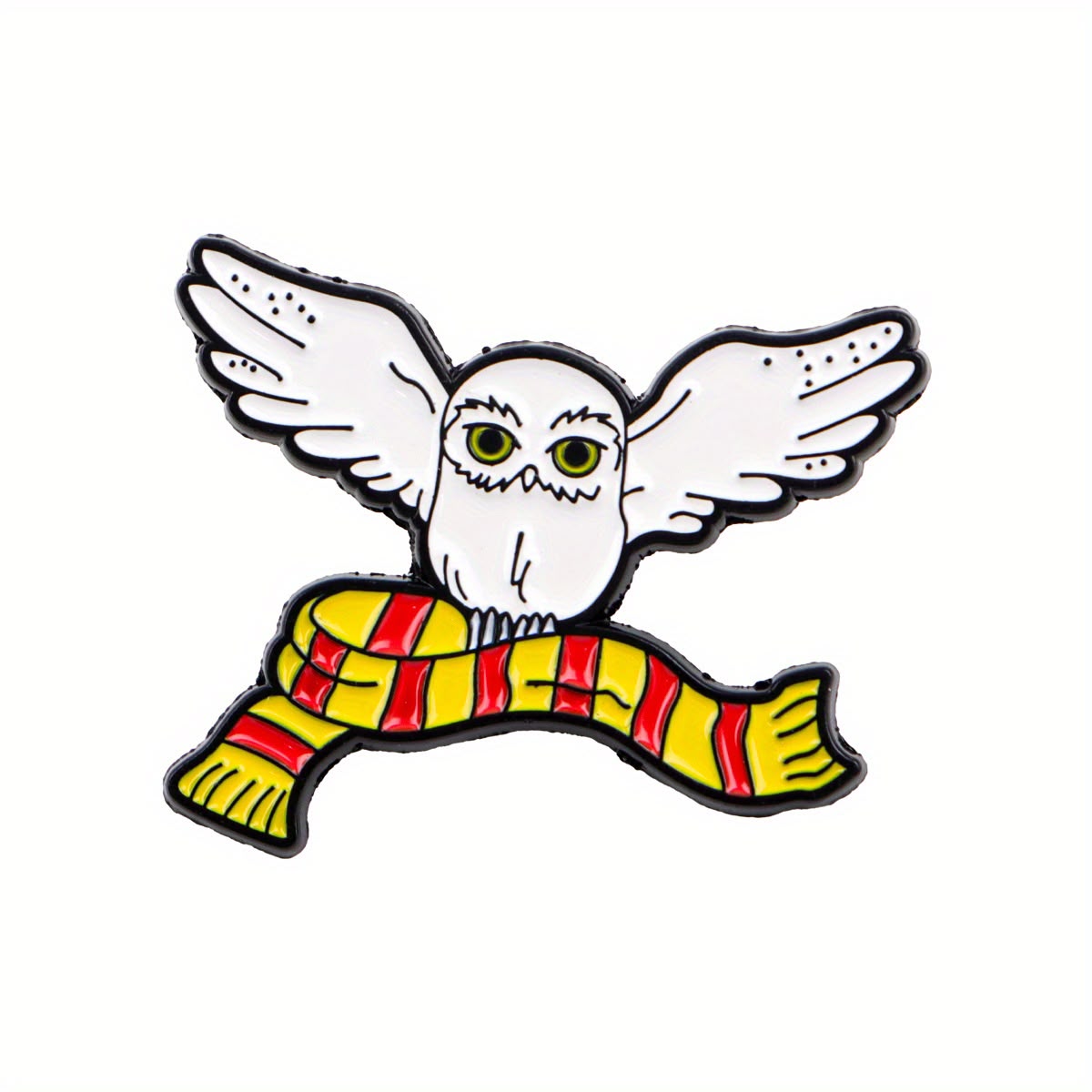 Harry Potter Hedwig Owl Enamel Pin – White Snowy Owl & Gryffindor Scarf Lapel Badge