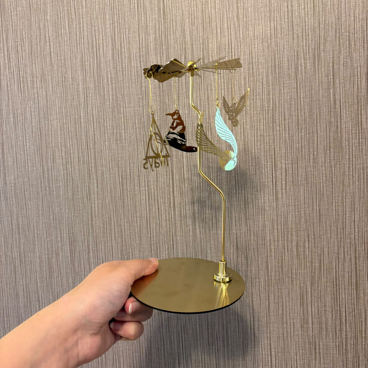 Harry Potter Rotating Metal Candle Holder Carousel – Gold Wizarding Room Decor & Table Centerpiece