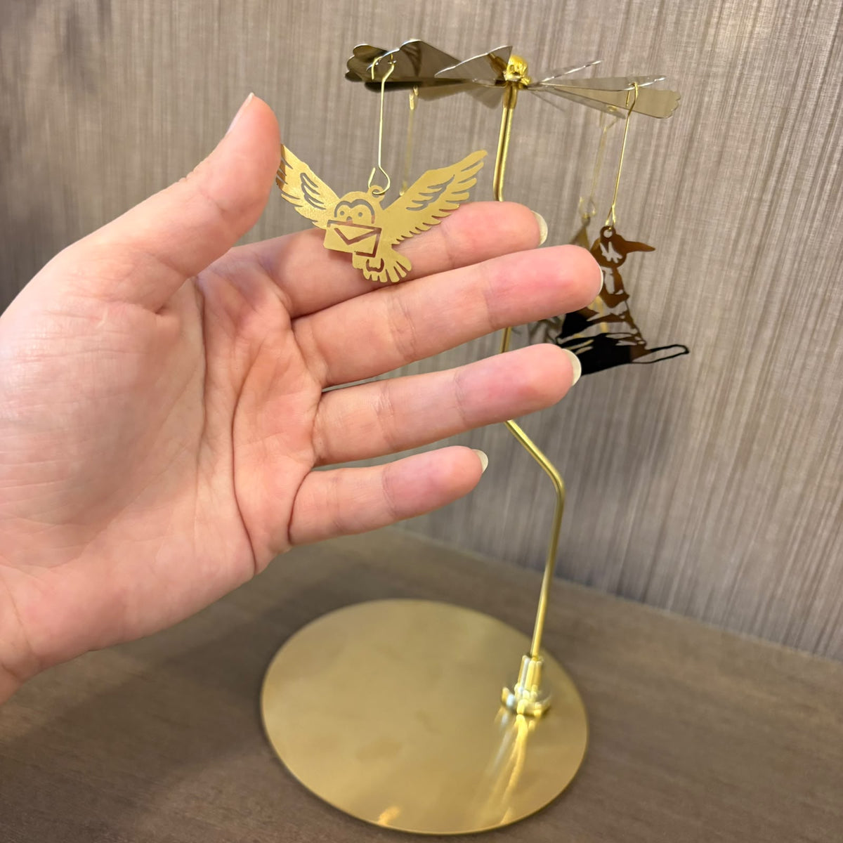 Harry Potter Rotating Metal Candle Holder Carousel – Gold Wizarding Room Decor & Table Centerpiece