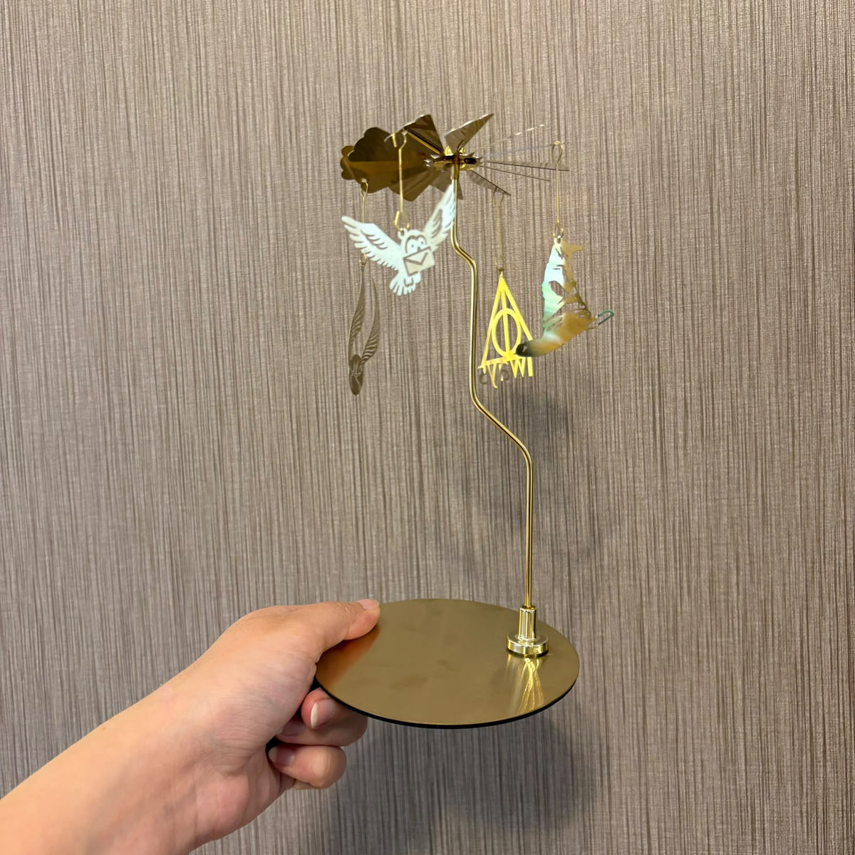 Harry Potter Rotating Metal Candle Holder Carousel – Gold Wizarding Room Decor & Table Centerpiece