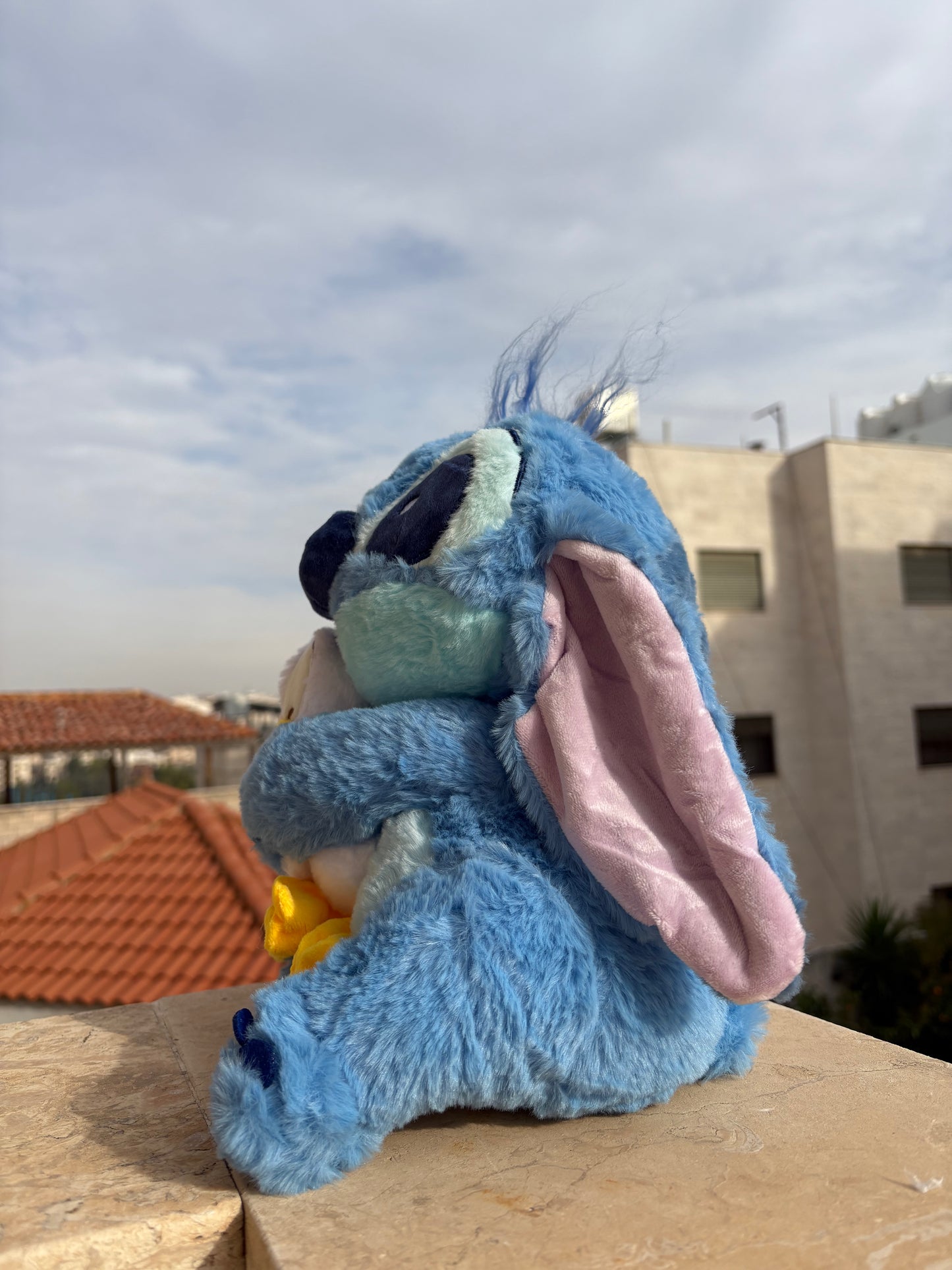Stitch holding a duck plush toy (30 cm )