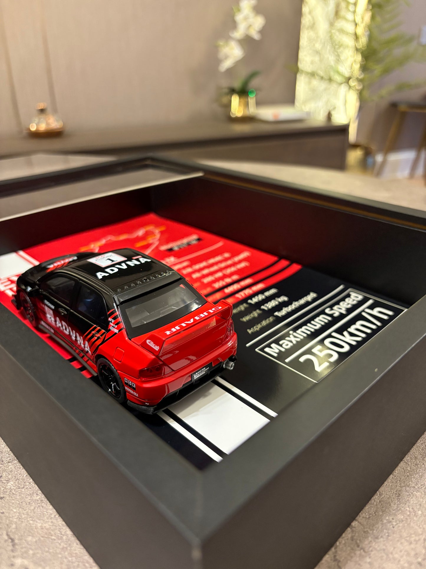 Mitsubishi Lancer Evolution IX – 3D Diecast Shadow Box Wall Art (JDM Legend Edition) – 32cm x 23cm
