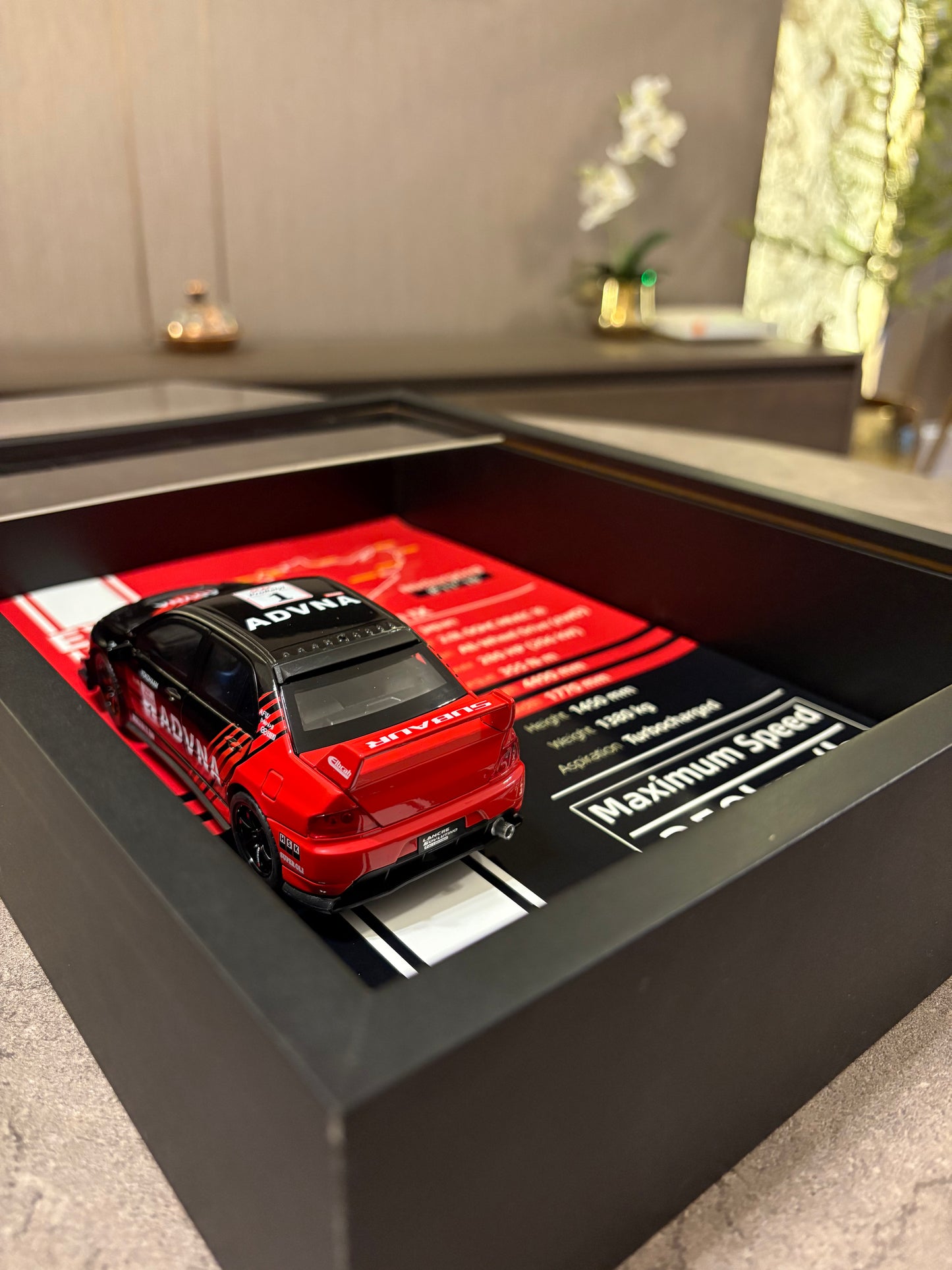 Mitsubishi Lancer Evolution IX – 3D Diecast Shadow Box Wall Art (JDM Legend Edition) – 32cm x 23cm