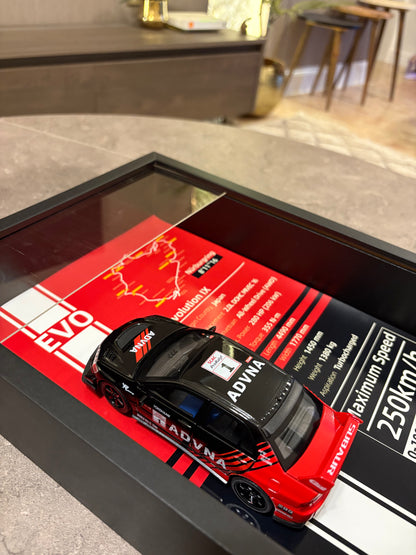 Mitsubishi Lancer Evolution IX – 3D Diecast Shadow Box Wall Art (JDM Legend Edition) – 32cm x 23cm