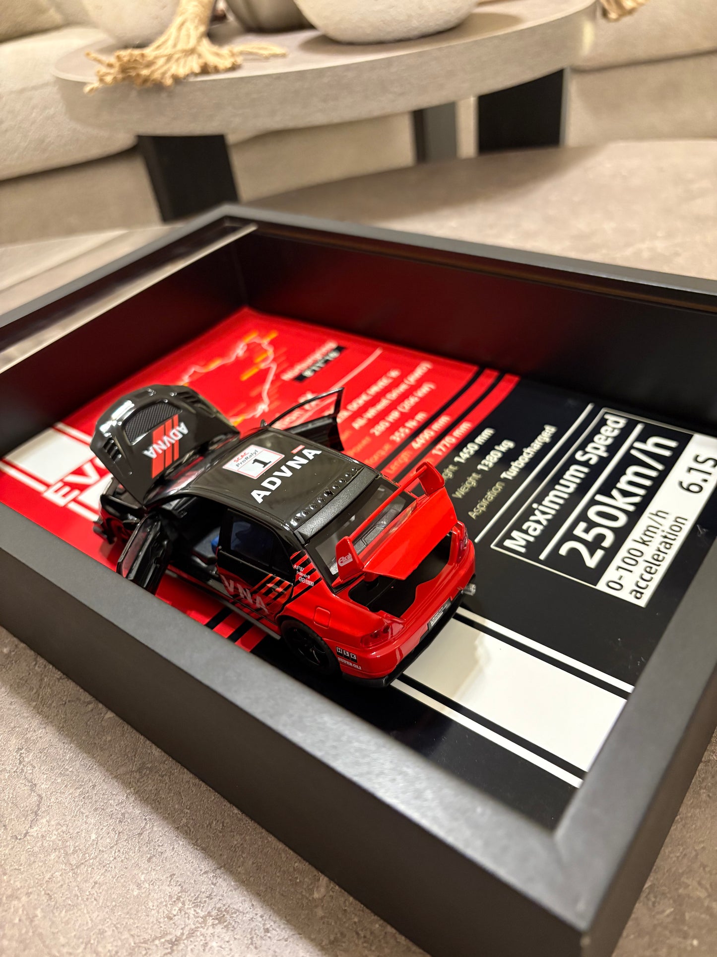 Mitsubishi Lancer Evolution IX – 3D Diecast Shadow Box Wall Art (JDM Legend Edition) – 32cm x 23cm