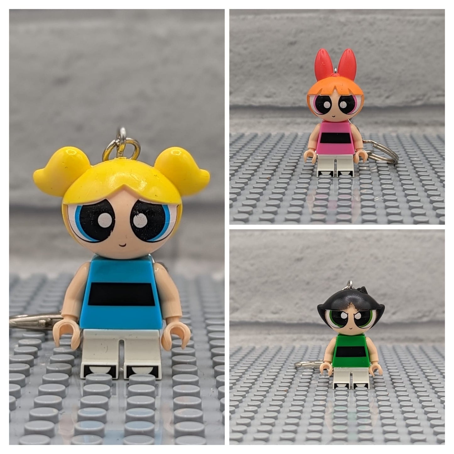 Powerpuff girls lego Keychains ( set of three)