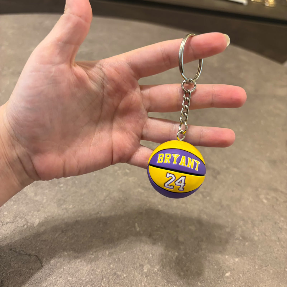 Kobe Bryant Basketball Keychain – #24 Purple & Yellow 3D Mini Basketball Keyring