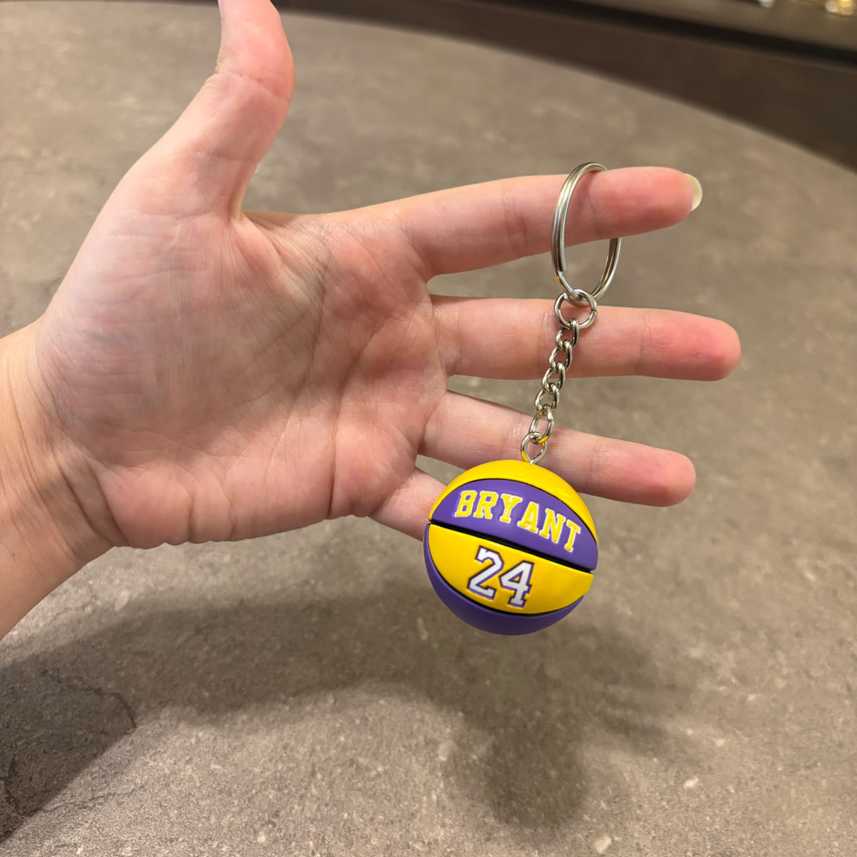 Kobe Bryant Basketball Keychain – #24 Purple & Yellow 3D Mini Basketball Keyring