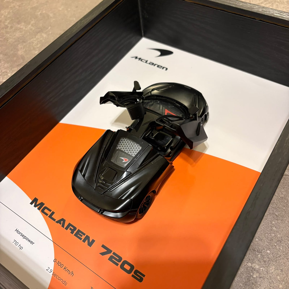 McLaren 720S 3D Shadow Box Wall Art - Black - 32cm x 23cm