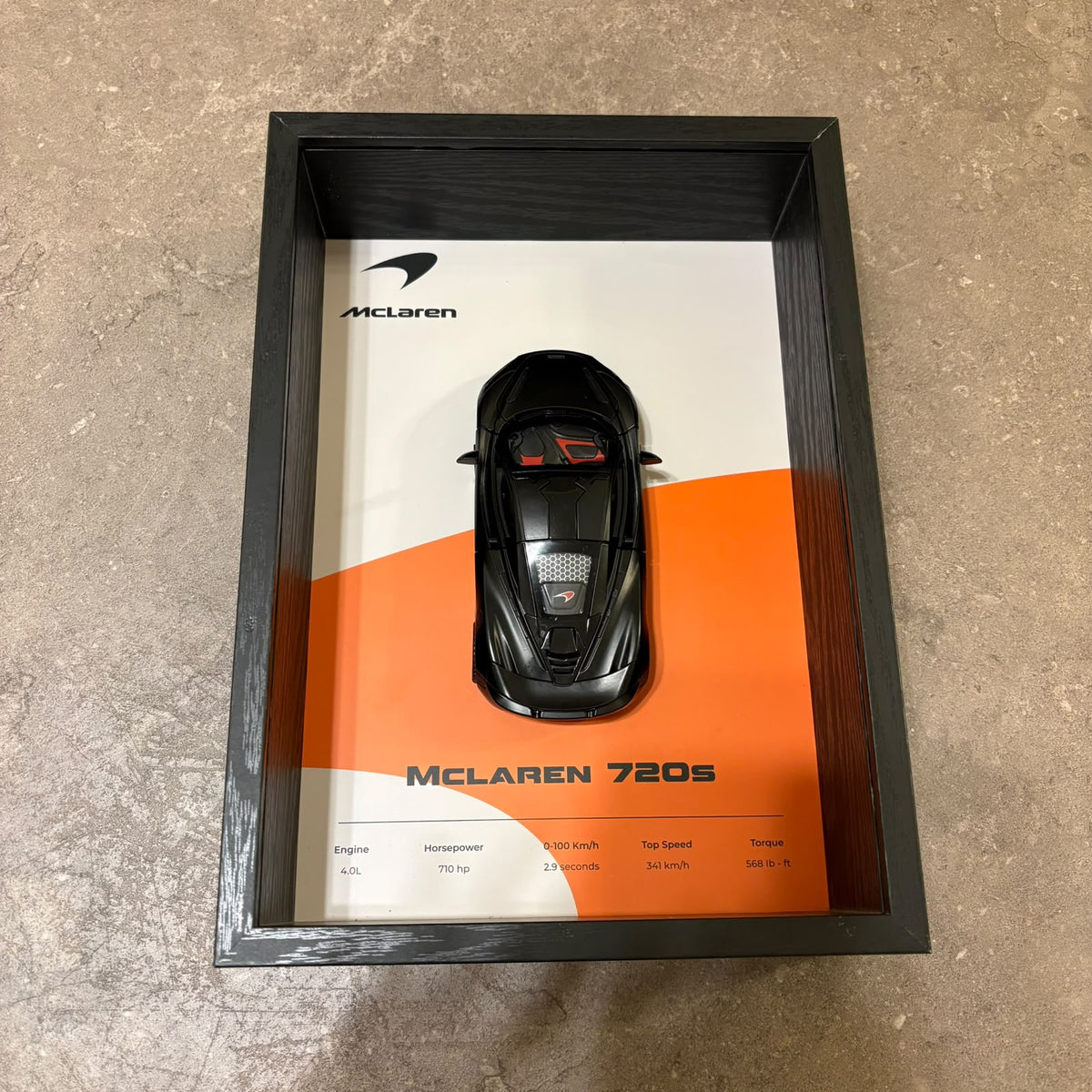 McLaren 720S 3D Shadow Box Wall Art - Black - 32cm x 23cm