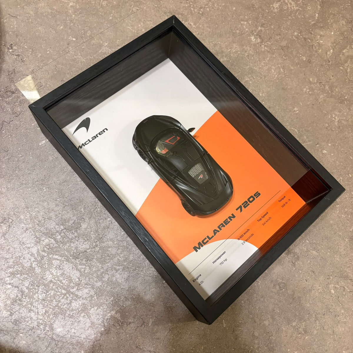 McLaren 720S 3D Shadow Box Wall Art - Black - 32cm x 23cm