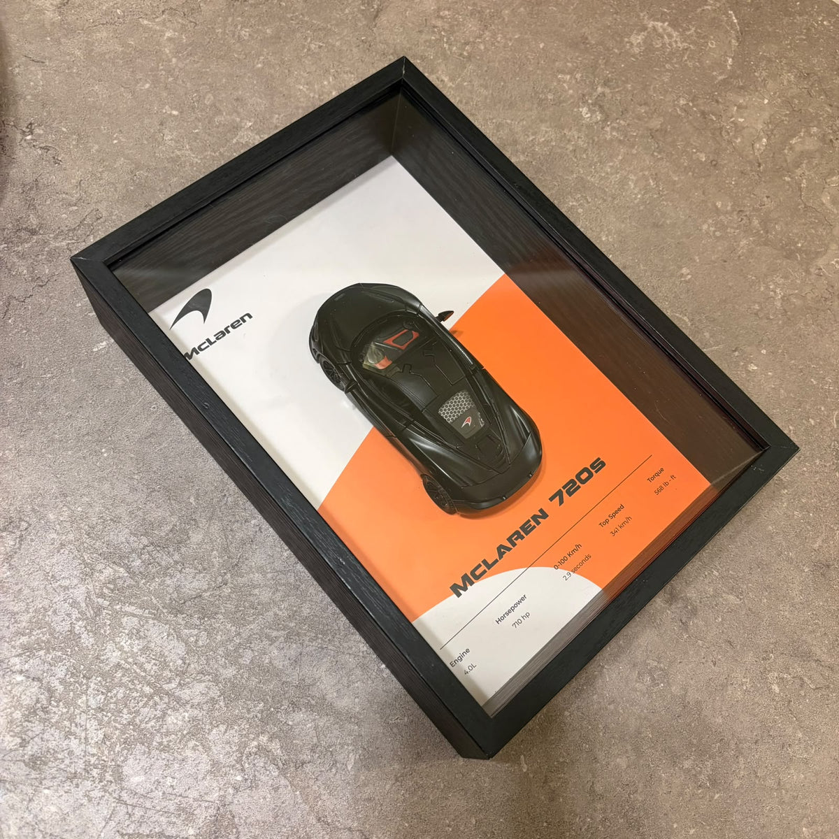 McLaren 720S 3D Shadow Box Wall Art - Black - 32cm x 23cm