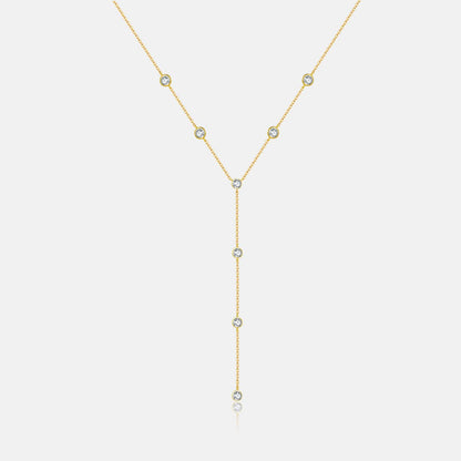 Lariat Diamond-Style Drop Necklace – 925 Sterling Silver, Gold Plated