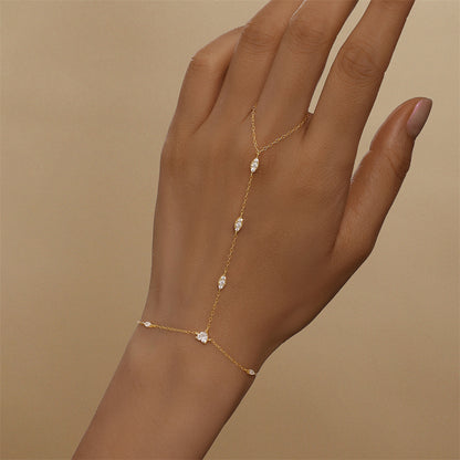 Marquise Station Hand Chain Bracelet - Gold Plated 925 Sterling Silver
