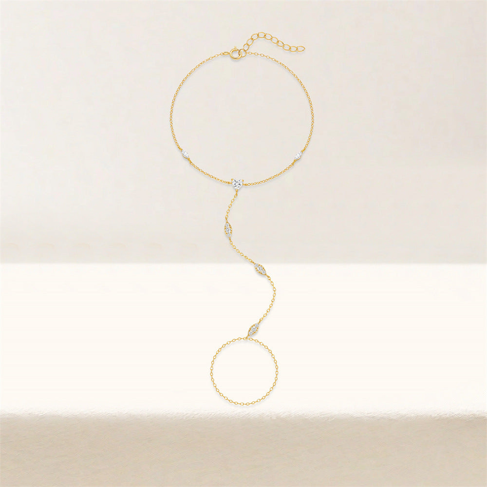 Marquise Station Hand Chain Bracelet - Gold Plated 925 Sterling Silver