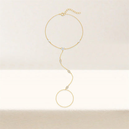 Marquise Station Hand Chain Bracelet - Gold Plated 925 Sterling Silver