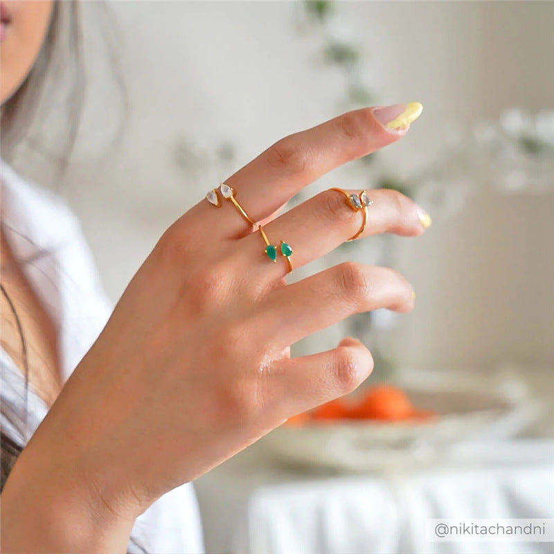 Double Pear Open Ring - Gold Plated 925 Sterling Silver