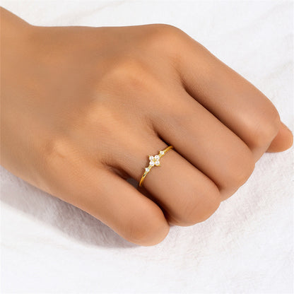 Pearl Flower Cluster Ring - Gold Plated 925 Sterling Silver