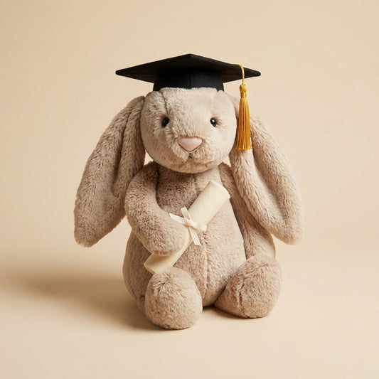 Plush Graduation Bunny with Mortarboard Holding A Degree – Cute Stuffed Animal Gift - 30 cm