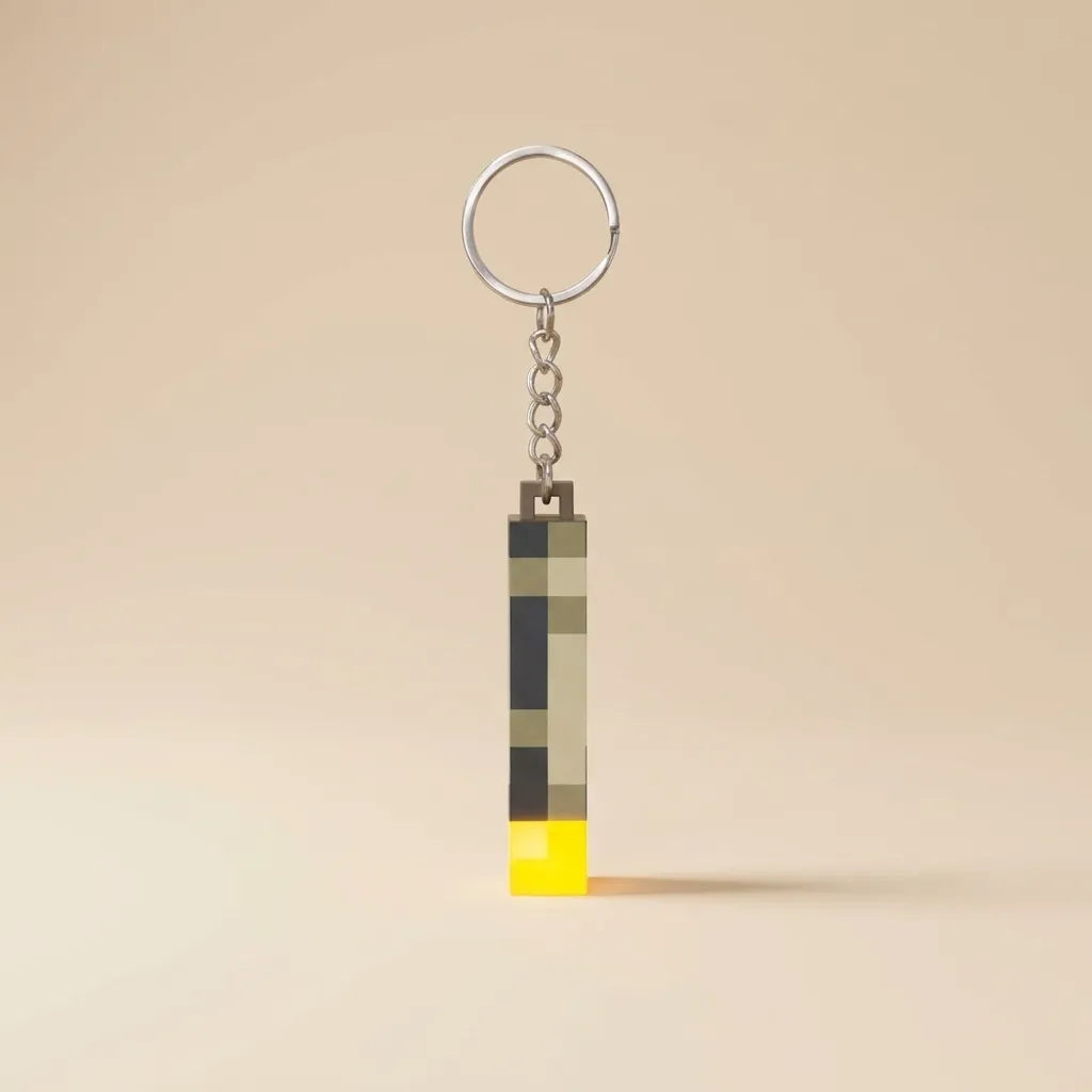 Rechargeable Minecraft Pixelated Torch Light Keychain