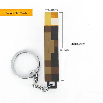 Rechargeable Minecraft Pixelated Torch Light Keychain