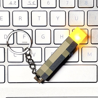 Rechargeable Minecraft Pixelated Torch Light Keychain