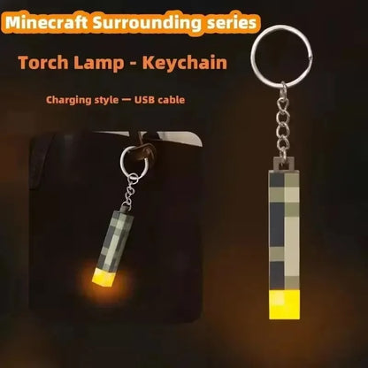 Rechargeable Minecraft Pixelated Torch Light Keychain