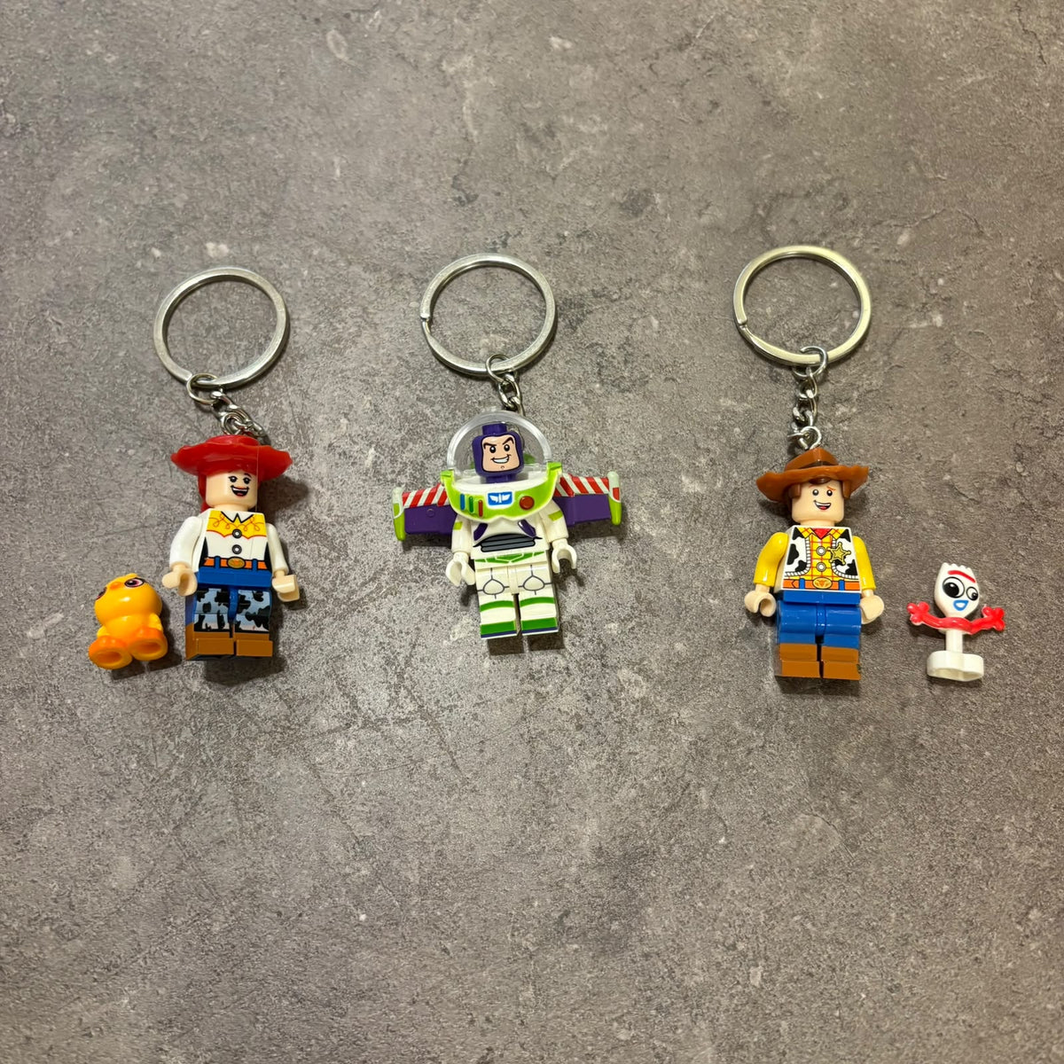 Toy Story Mini Figure Keychains – Woody with Forky, Buzz Lightyear & Jessie Keyring Collection