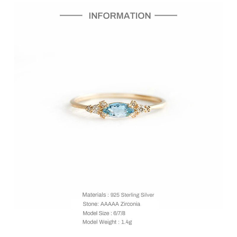 Aquamarine Blue Ring – 925 Sterling Silver, Gold Plated - Photo 4 | Pinky Promise