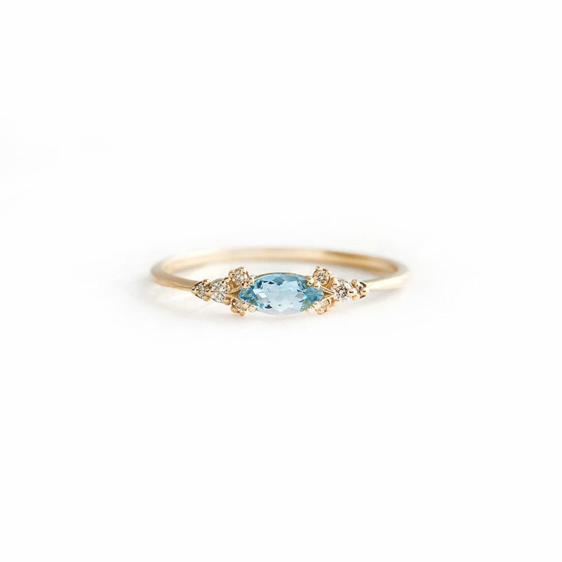 Aquamarine Blue Ring – 925 Sterling Silver, Gold Plated - Photo 7 | Pinky Promise
