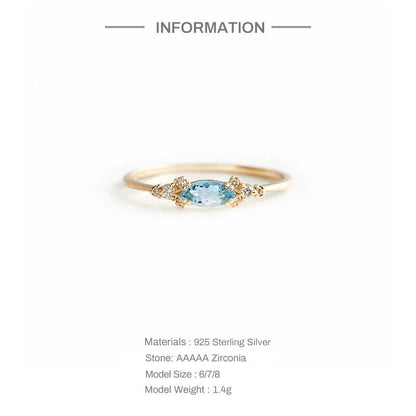 Aquamarine Blue Ring – 925 Sterling Silver, Gold Plated - Photo 4 | Pinky Promise