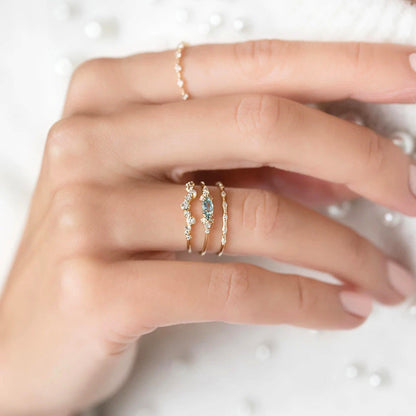 Aquamarine Blue Ring – 925 Sterling Silver, Gold Plated - Photo 6 | Pinky Promise