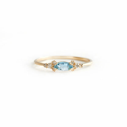 Aquamarine Blue Ring – 925 Sterling Silver, Gold Plated - Photo 7 | Pinky Promise