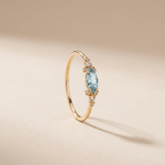 Buy Aquamarine Blue Ring – 925 Sterling Silver, Gold Plated at Pinky Promise