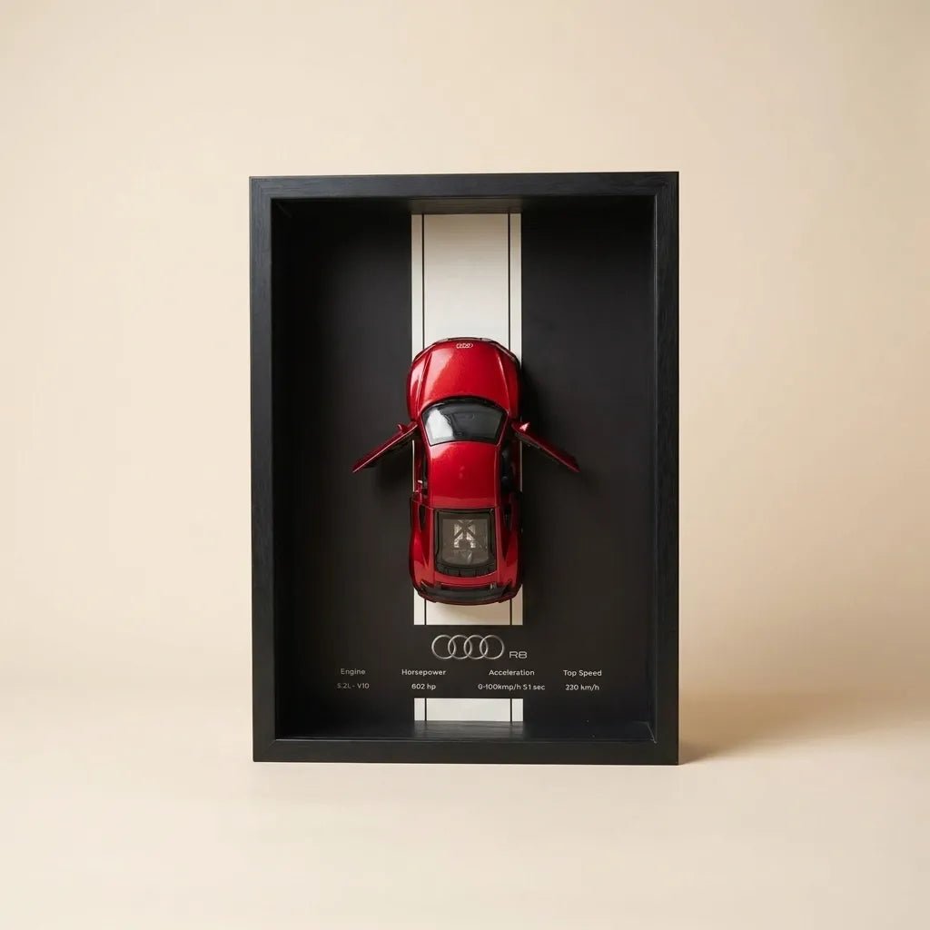 Audi R8 3D Shadow Box Wall Art - Red - 32cm x 23cm - Pinky Promise