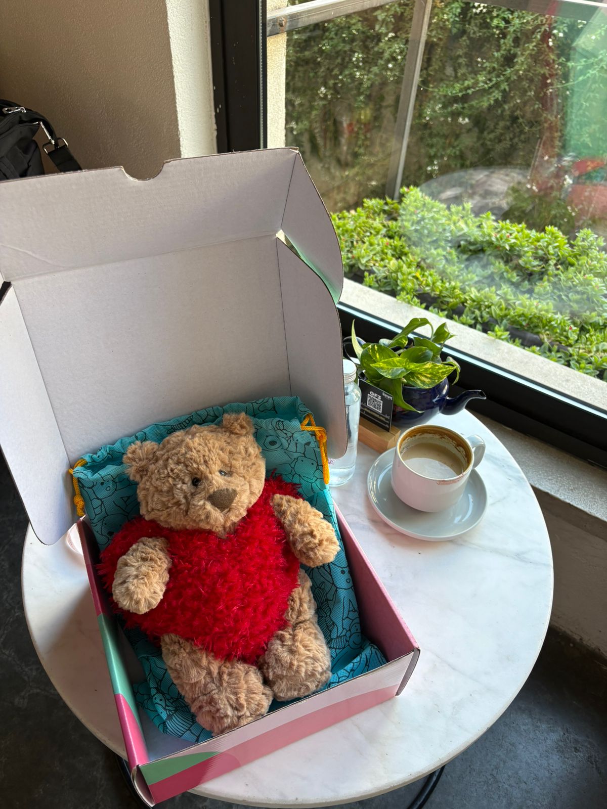 Bear in a heart outfit plush - 26 cm | Pinky Promise