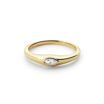 Bezel Marquise Solitaire Ring – 925 Sterling Silver, Gold Plated - Photo 8 | Pinky Promise
