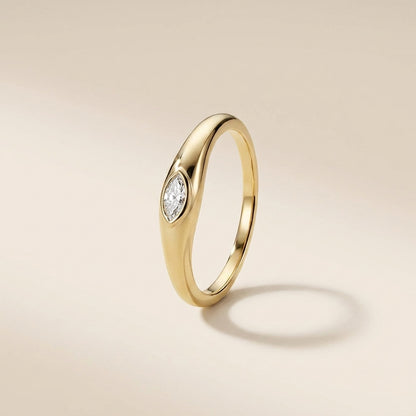 Buy Bezel Marquise Solitaire Ring – 925 Sterling Silver, Gold Plated at Pinky Promise