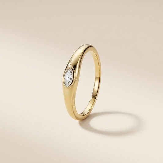 Buy Bezel Marquise Solitaire Ring – 925 Sterling Silver, Gold Plated at Pinky Promise
