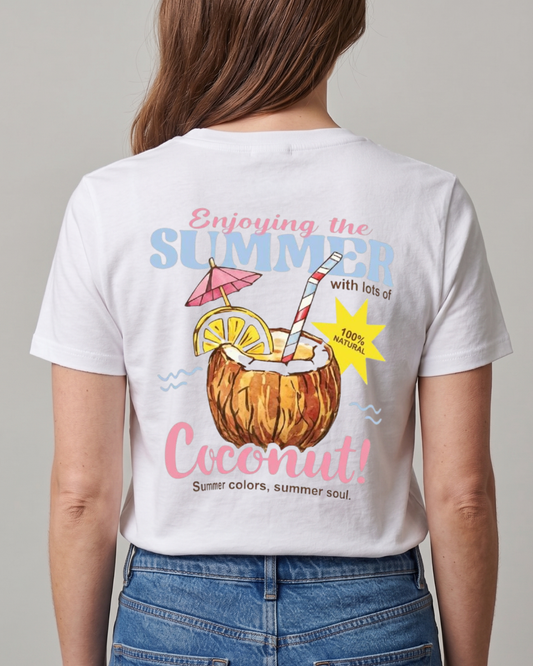 Coconut Summer T-shirt - Front and back