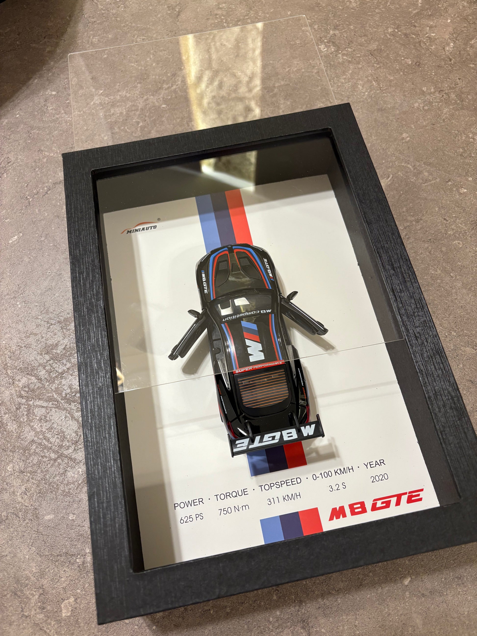 BMW M8 GTE – 3D Framed Diecast Wall Art - 32cm x 23cm - Close Up | Pinky Promise