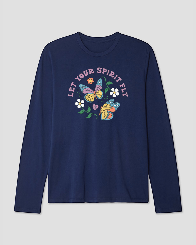 Butterfly Long Sleeve Cotton T-shirt - Close Up | Pinky Promise