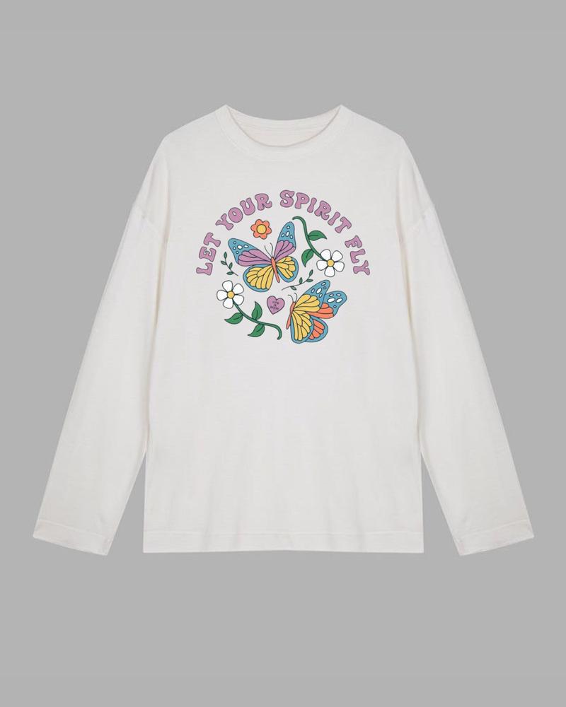 Buy Butterfly Long Sleeve Cotton T-shirt at Pinky Promise